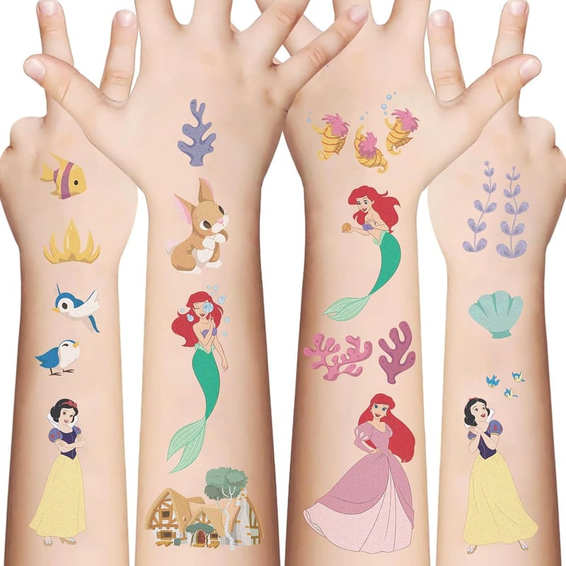 Cute Princess Temporary Tattoos - 10 Sheets for Kids' Parties