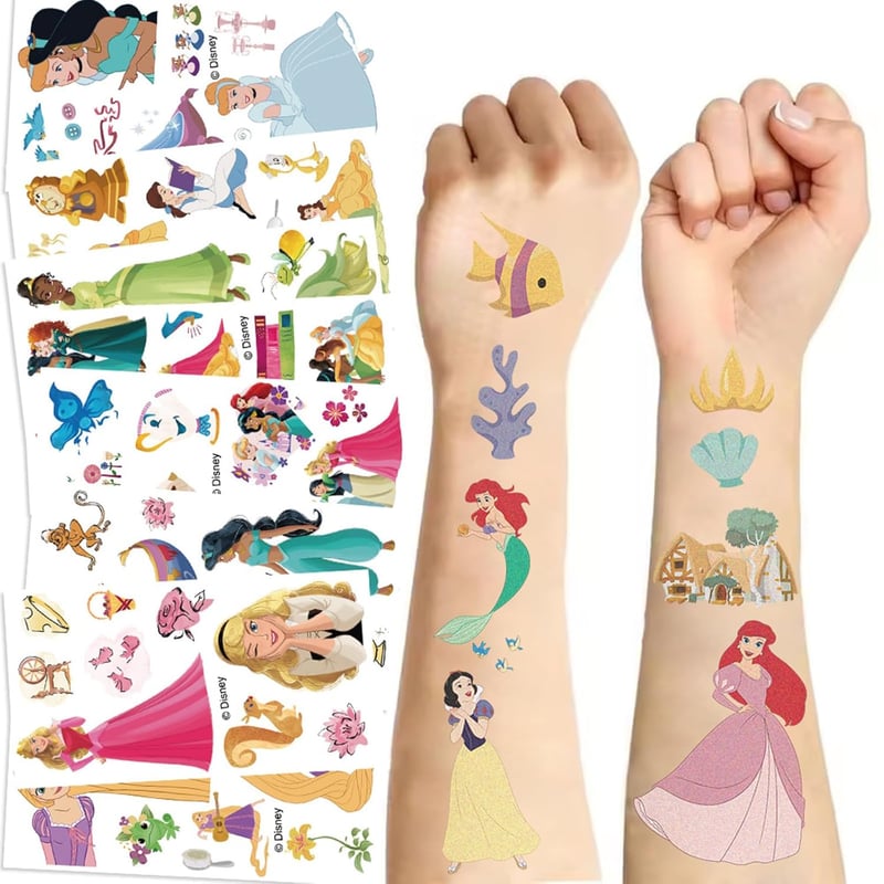 Cute Princess Temporary Tattoos - 10 Sheets for Kids' Parties