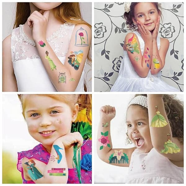 Cute Princess Temporary Tattoos - 10 Sheets for Kids' Parties