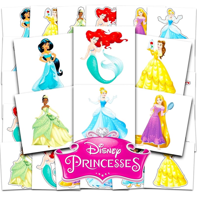Disney Princess Temporary Tattoos Set - 72 Kid-Friendly Party Favors