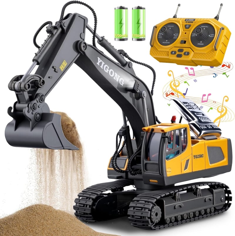 11-Channel Remote Control Excavator for Kids - Hydraulic Digger Toy