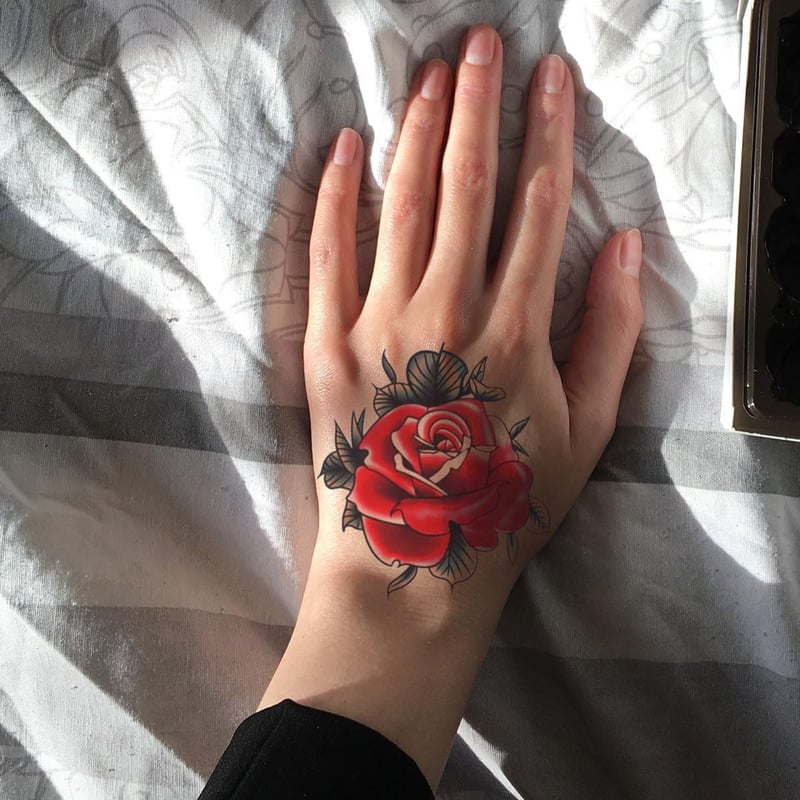 Temporary Waterproof Red Rose Flower Tattoo Stickers - 4 Sheets