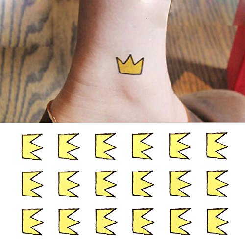 Cute Yellow Crown Temporary Tattoos - Ankle Set of 2