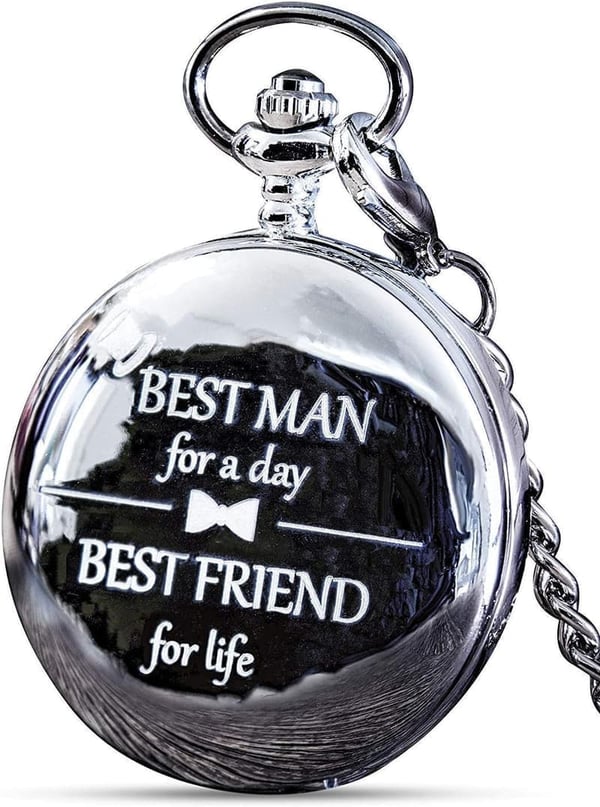 Groomsman Wedding Pocket Watch with Engraving in Silver