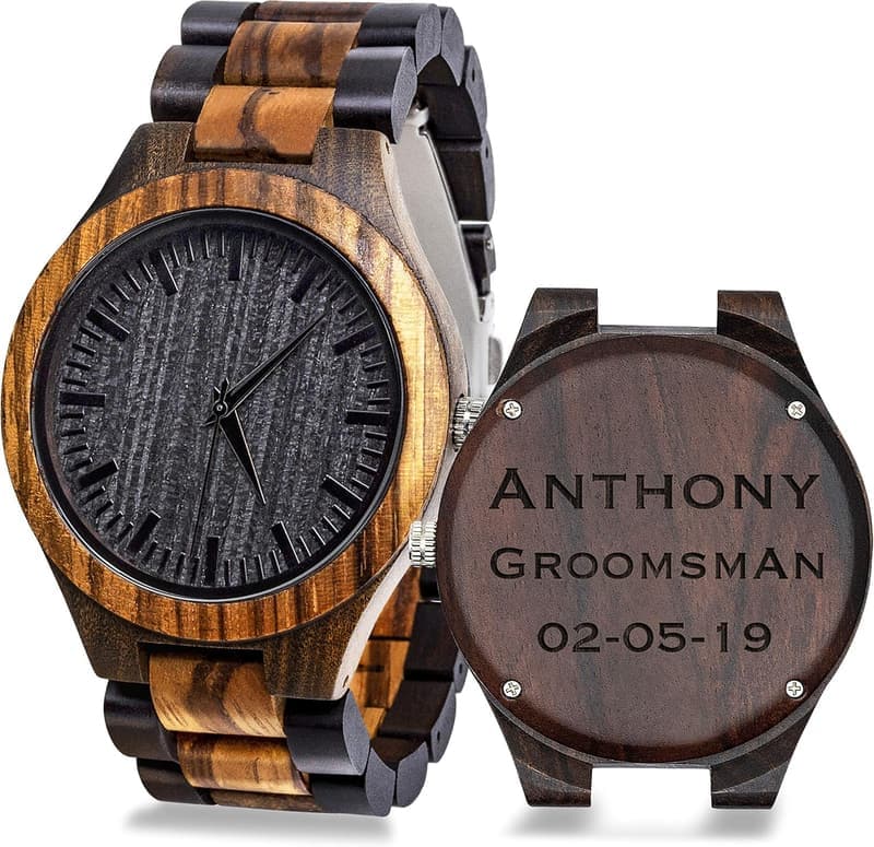 Personalized Engraved Wooden Watch for Best Man Gifts
