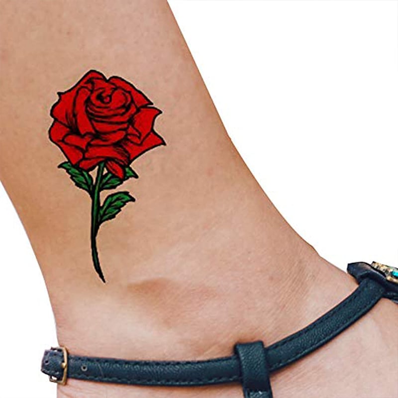 Large Red Rose Temporary Tattoos for Adults & Kids