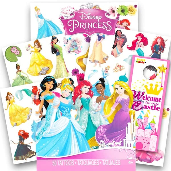 Disney Princess Temporary Tattoos - 50 Assorted Designs