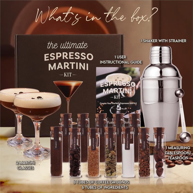 Birthday Espresso Martini Kit Gift Set with Elegant Accessories