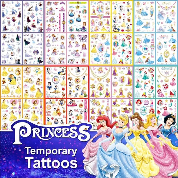 Princess Themed Temporary Tattoos Set for Kids - 40 Sheets