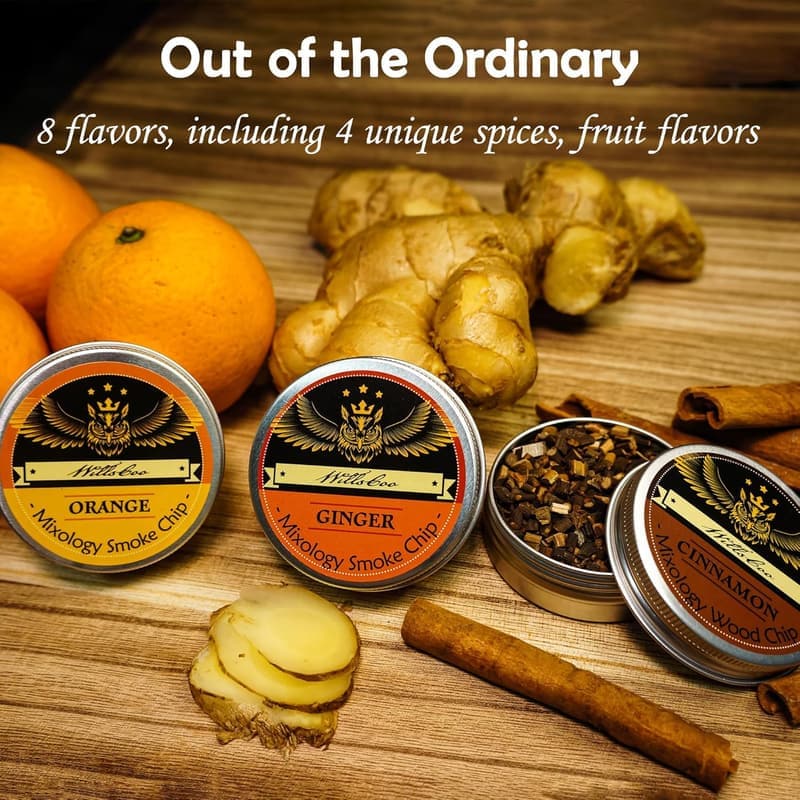 Whiskey Smoker Kit: 2 Glasses, 8 Flavor Wood Chips, Torch
