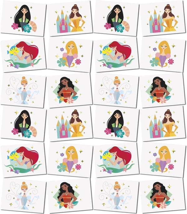 Disney Princess Paper Tattoos (24 Pack) | Perfect for Birthday Parties