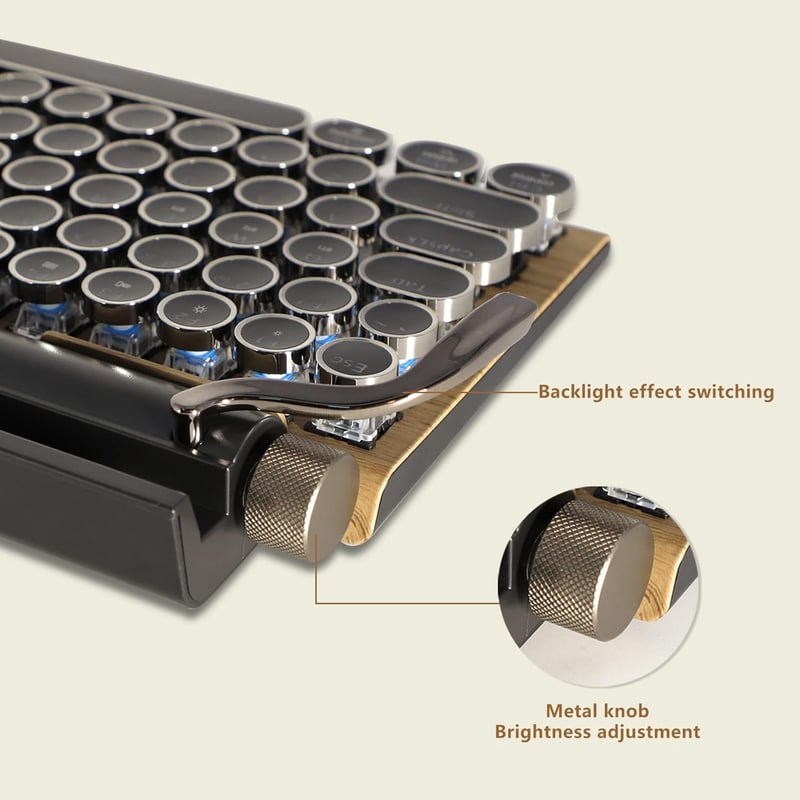 Retro Mechanical Keyboard - Bluetooth 5.0 with LED Backlight