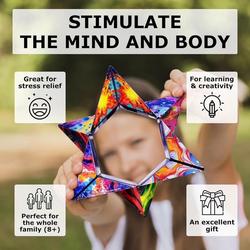 Holographic Shape-Shifting Fidget Cube - STEM Magnetic Toy