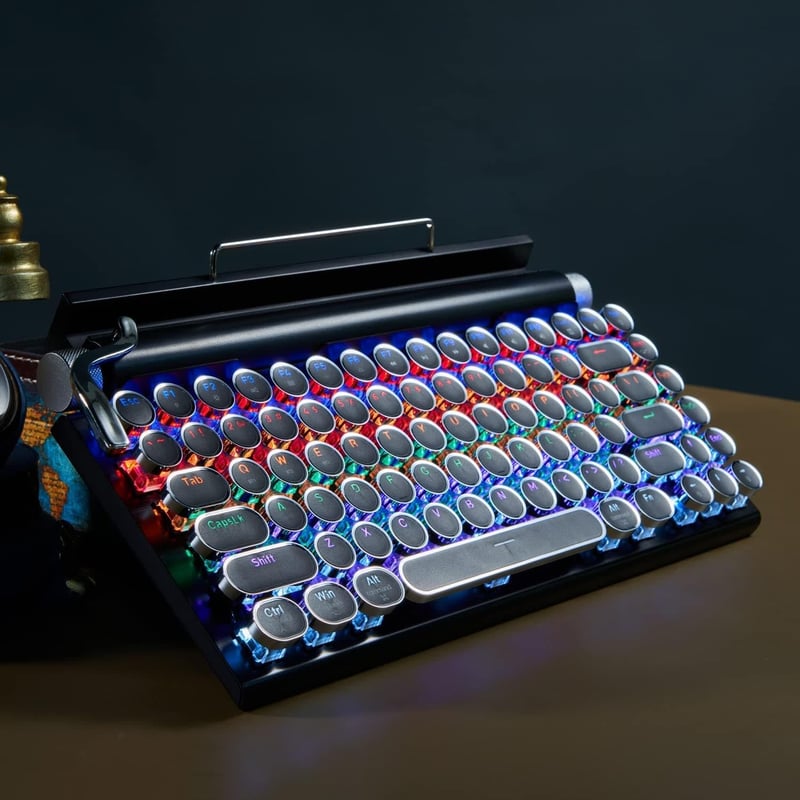 Wireless Vintage Style Mechanical Keyboard for iPad & PC