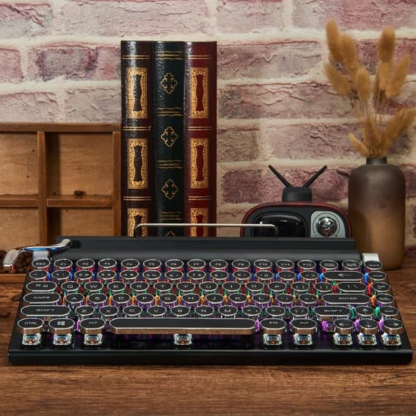 Wireless Vintage Style Mechanical Keyboard for iPad & PC