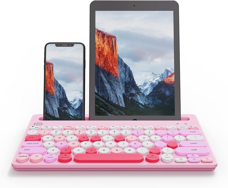 Pink Wireless Keyboard - Multi-Device Bluetooth & 2.4G