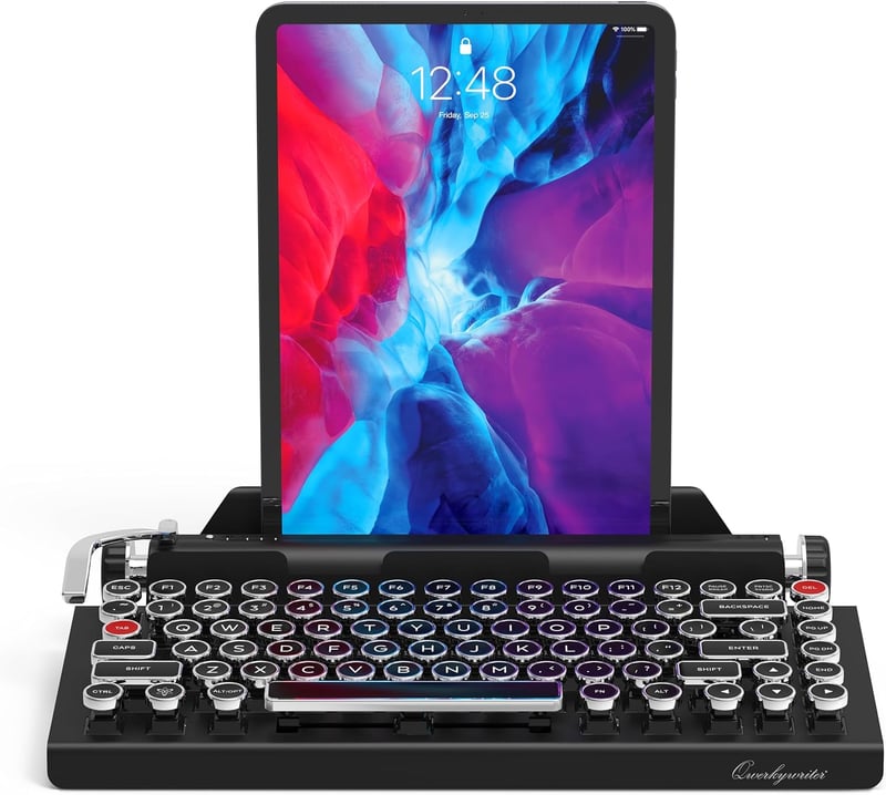 Retro Typewriter-Inspired Mechanical Keyboard with Stand