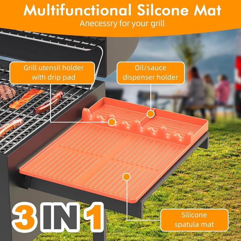 Silicone Griddle Mat with Drip Pad for Outdoor Grilling