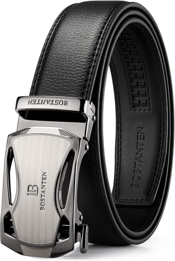 Men's Leather Ratchet Belt with Adjustable Buckle