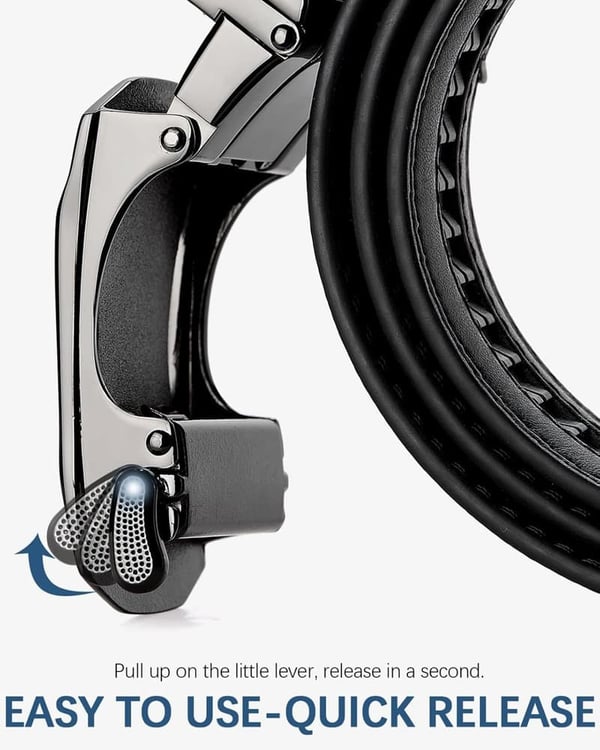 Men's Leather Ratchet Belt with Adjustable Buckle