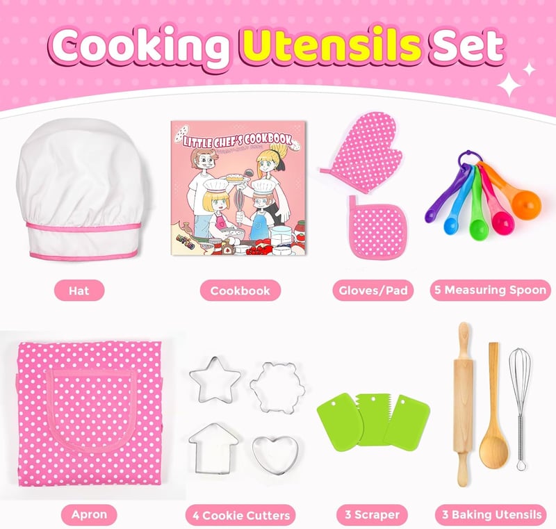 Kids Cooking Set with Chef Hat & Apron | Realistic Baking Tools