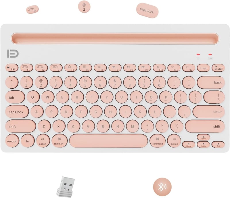 Portable Retro 79-Key Wireless Bluetooth Keyboard - Pink