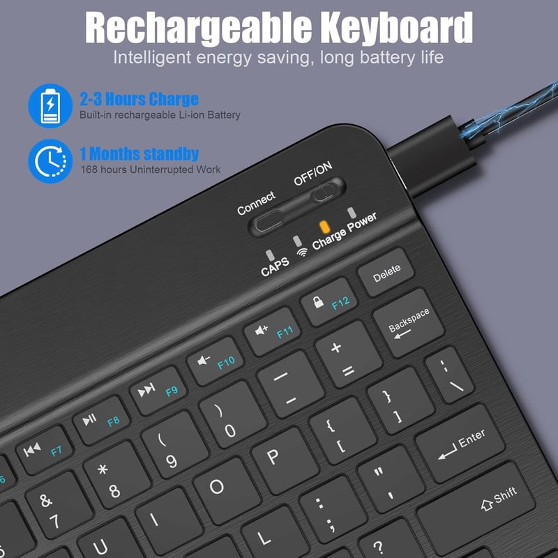 Slim Wireless Bluetooth Keyboard for iPad and Tablets