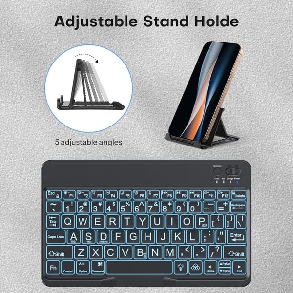 Large Print Bluetooth Keyboard for iPad & iPhone - Backlit, Rechargeable