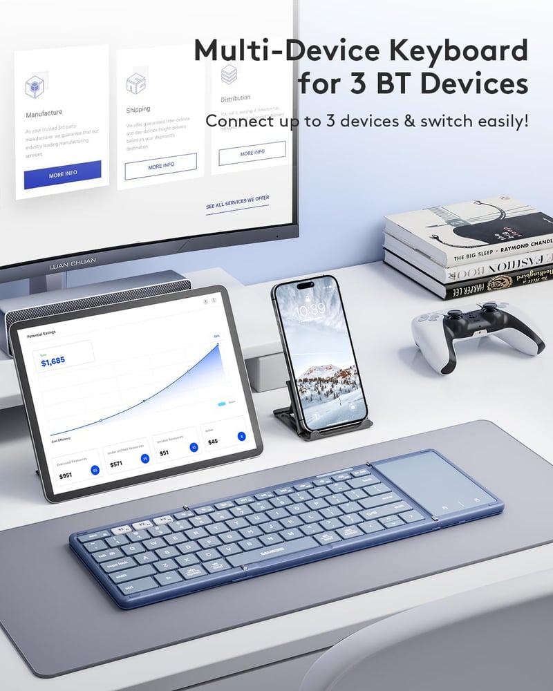 Portable Bluetooth Keyboard with Touchpad for iOS & Android