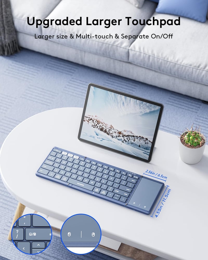Portable Bluetooth Keyboard with Touchpad for iOS & Android