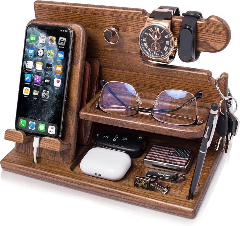 Men's Wood Phone Docking Station - Birthday & Anniversary Gift
