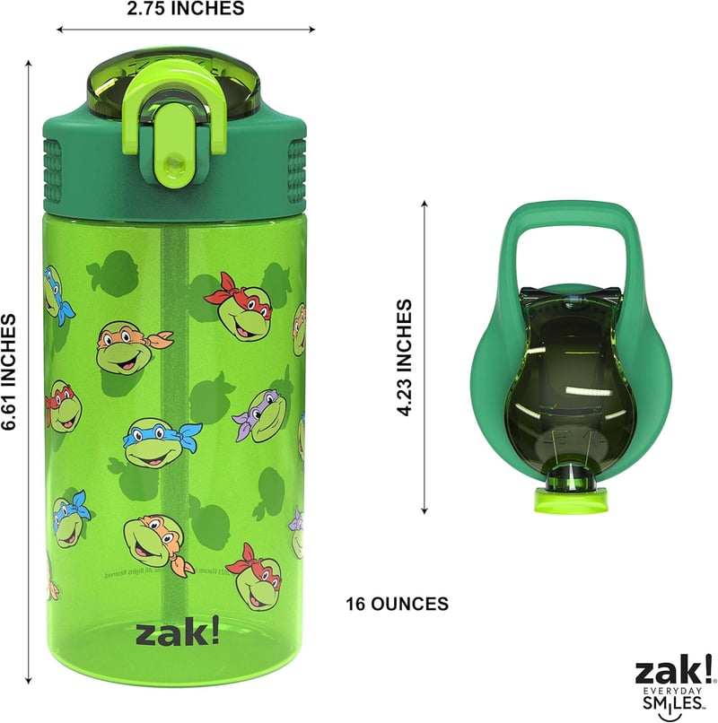 TMNT Kids Water Bottle Set, 16oz, Durable & Leak-Proof