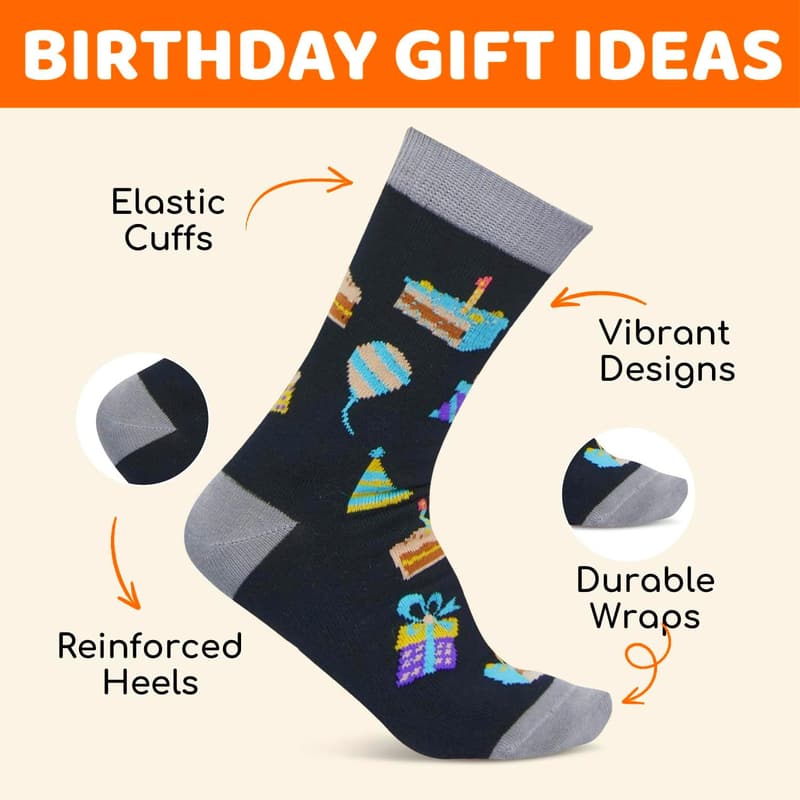 Birthday Socks for Kids 8-12 Years with Greeting Card