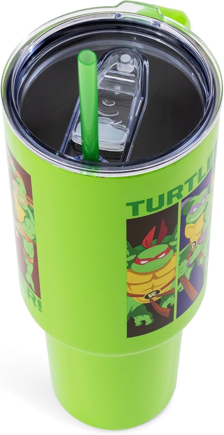 TMNT Turtle Power Stainless Steel Tumbler with Handle, 40 oz