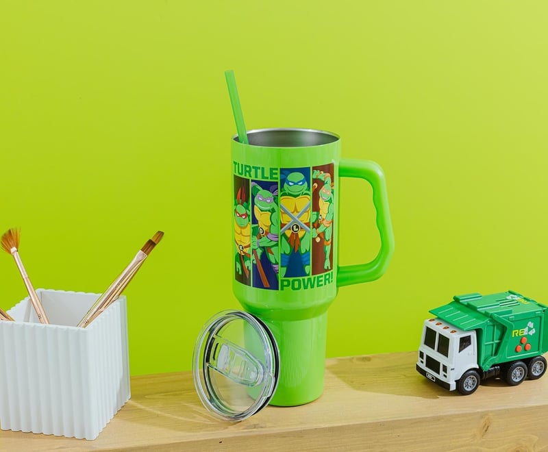 TMNT Turtle Power Stainless Steel Tumbler with Handle, 40 oz
