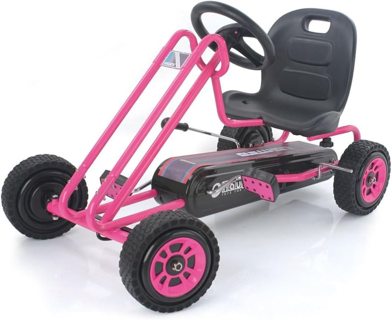 Kids Pedal Go Kart - 4-Wheel Ride-On for Ages 4-8, Pink