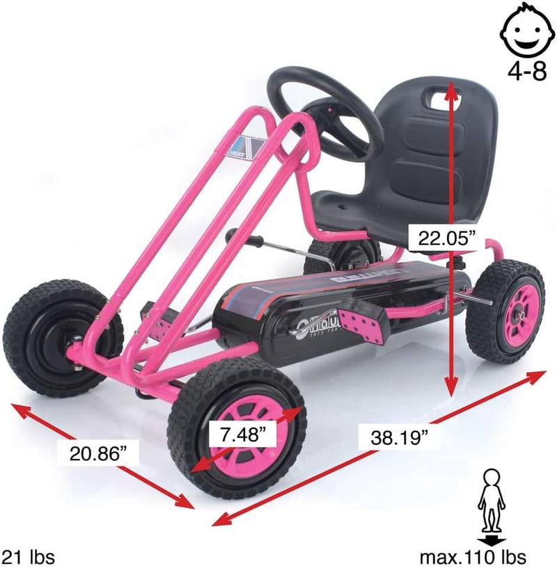 Kids Pedal Go Kart - 4-Wheel Ride-On for Ages 4-8, Pink