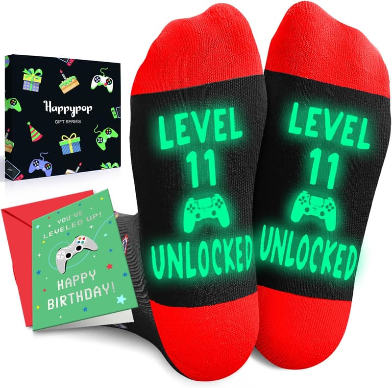 11th Birthday Gift Socks for Tween Boys & Girls in Gift Box