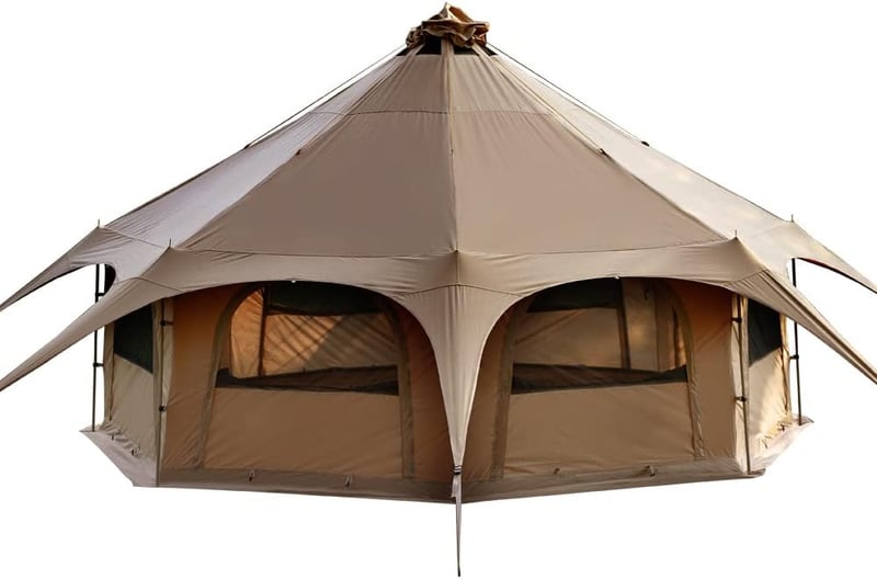 Glamping Canvas Bell Tent with Stove Jack, 16.4ft x 9.2ft