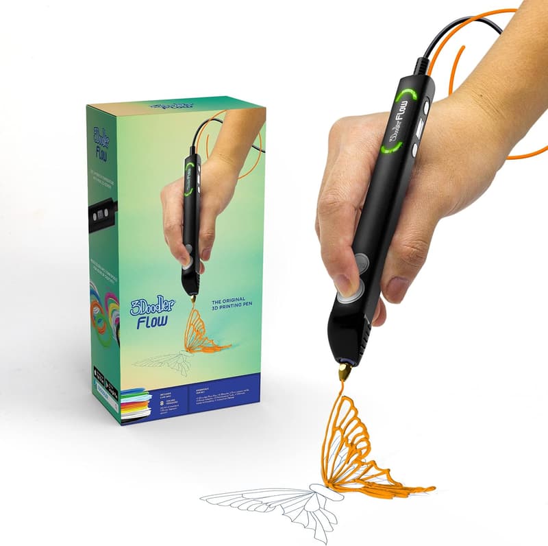 3Doodler Flow 3D Printing Pen for Teens & Adults - Black Bundle