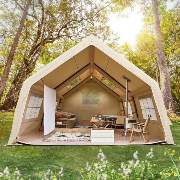 4-Season Inflatable Camping Tent for 4-12 People with Skylight