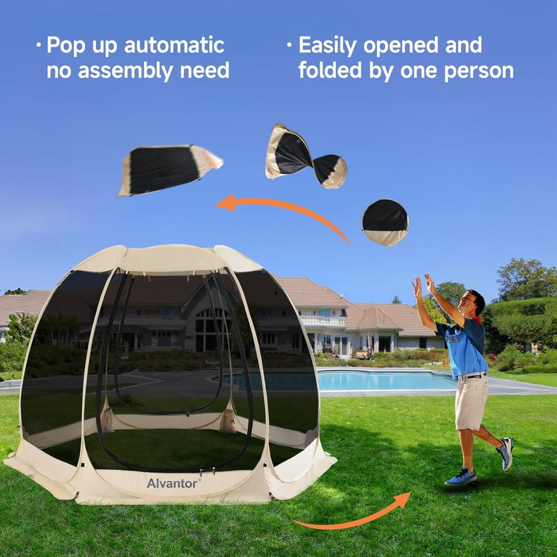 6-10 Person Instant Pop-Up Gazebo with Mosquito Netting