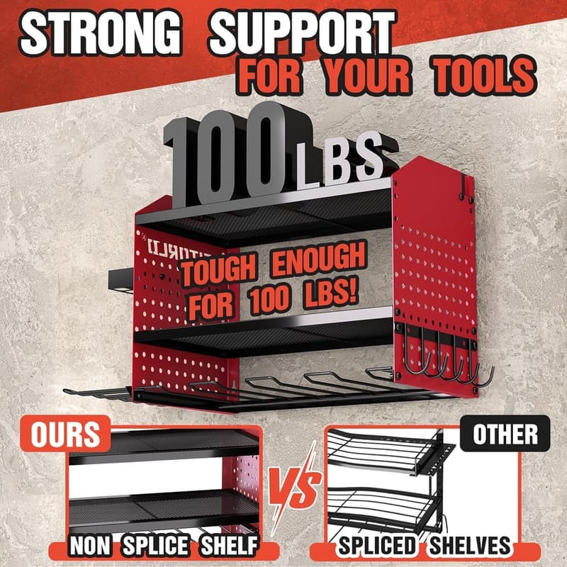 Power Tool Organizer with Charging Station - Heavy Duty Wall Rack