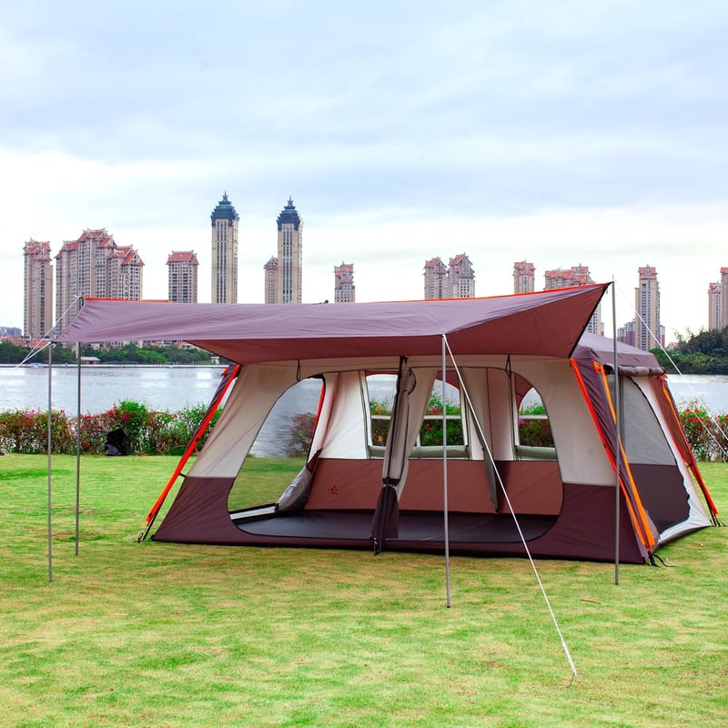 Extra Large 12-Person Waterproof Family Cabin Tent - 2 Rooms