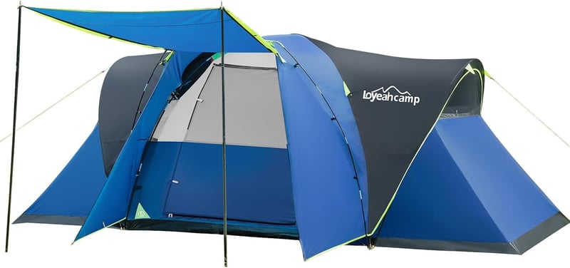 Waterproof 8-Person Family Camping Tent with 3 Rooms