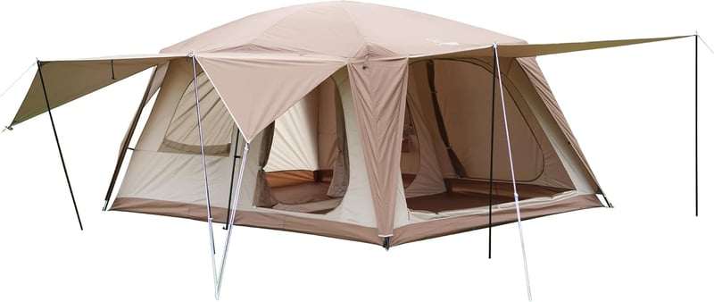 Large Family Camping Tent for 8-10 People, Waterproof & Portable