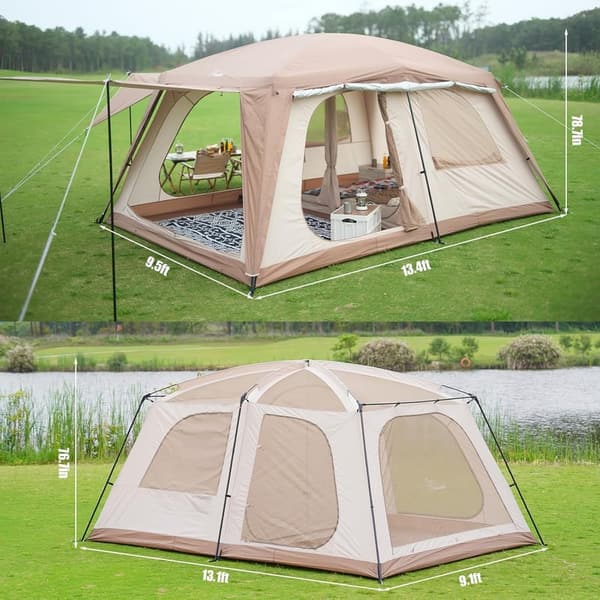 Large Family Camping Tent for 8-10 People, Waterproof & Portable