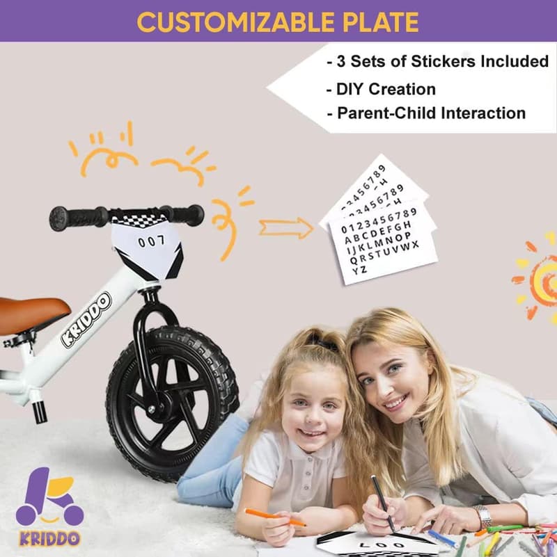 Toddler Balance Bike for Ages 2-5 with Custom Plate and Stickers