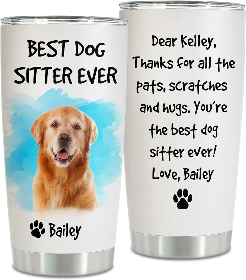 Funny Dog Sitter Travel Mug - Personalized Stainless Steel 20oz