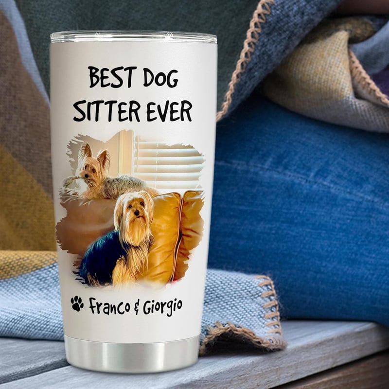 Funny Dog Sitter Travel Mug - Personalized Stainless Steel 20oz